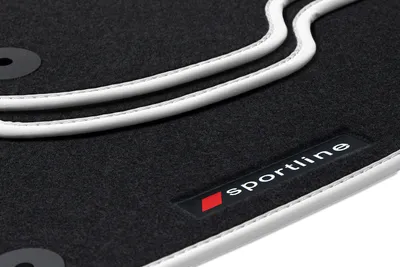 Produktbild von Fußmatten Sportline passend für Audi A3 8P 8PA Sportback Limo S-Line 2003-2012, Bandeinfassung:Silber
