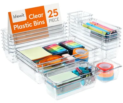 Schubladen-Organizer-Set, 25 Stück, transparent, Kunststoff