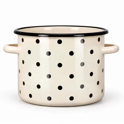 Produktbild von Kuketo | Emaille Kochtopf 5,5 L Mit Griffen – Induktion & Alle Herdarten – Creme Emaille Topf Mit Punkten Robust, Hygienisch, Langlebig & Stilvoll