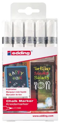 Produktbild von Edding - Kreidemarker 4095 rund 2-3 mm weiß Blister mit 5 Stück