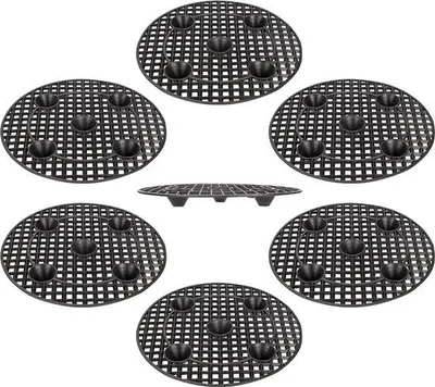 Produktbild von Pflanzniveau-Pflanzenlift - Schwer 30 cm/12 Zoll - Set von 6 - Runde schwarze Pflanzenblumenvase - Plastik Pflanzenständer - Innen und außen - Gartenboden Schutzmatte