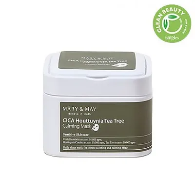 Immagine prodotto di Mary&May CICA Houttuynia Tea Tree Maschera calmante, 30 pezzi - Maschere viso lenitive