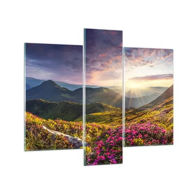 Produktbild von Bilder auf glas - Gebirge Wiese Landschaft Wald - 95x80cm - Glasbilder - Wandbilder - Kunstdruck - zum Aufhängen bereit - Wanddekoration aus Glas - Glas Bilder - Wandbild auf Glas - GCB95x80-3152