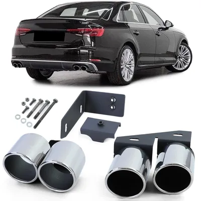 Für Audi A4 2.0 B9 2015- Duplex Auspuff Endrohre 4 Rohr Blenden Edelstahl Paar in der Farbe von Carparts-Online GmbH