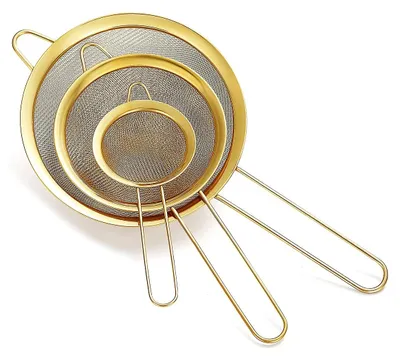 Feinsieb 3er-Set, Edelstahl, Gold, 8/14/18 cm