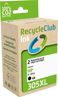 Produktbild von RecycleClub K10603RC, Hohe (XL-) Ausbeute, Schwarz, Cyan, Magenta, Gelb, 18 ml, 18 ml, 2 Stück(e), No. 305XL - black + No. 305XL - colour