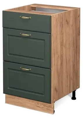 Produktbild von Küchenunterschrank Fame-Line, Grün-Gold Landhaus, 50 cm ohne Arbeitsplatte, zur Kombination mit weiteren Modulen der Fame-Line Serie