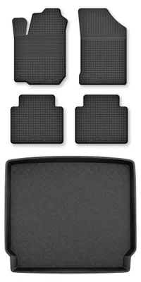 Produktbild von Gummimatten + Kofferraumwanne für Peugeot 508 II 2018- (Kombi, Notrad) – Schwarz, Semi-Universal, angepasst – Wielganizator Semi-Universal