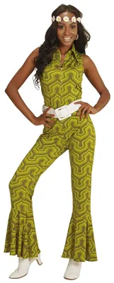 Produktbild von 70er Jahre Retro JUMPSUIT mit Tapetenmuster Grün, Größe:M