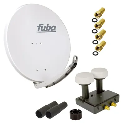Produktbild von FUBA SAT Anlage DAA 850 G ALU Grau PremiumX Twin Monoblock 4x F-Stecker 2x Tülle