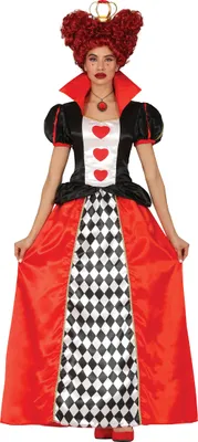 Immagine prodotto di Costume da Regina del Carnevale Cuore Giornata Mondiale del Libro fiaba regina abito rosso colletto fantasia avventura personaggio carnevale costume gioco di ruolo carnevale adulto dramma divertimento, taglia: 44 - 46 (XL) colore: rosso