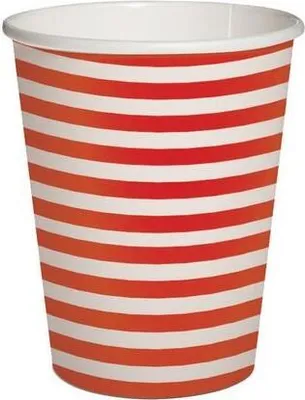 Produktbild von RP 10 Pappbecher Eco Stripes red - Streifen rot 250ml Ø5,5-8cm, H9cm