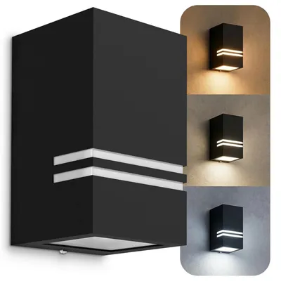 Produktbild von Moderne LED Wandleuchte JOVO-S für Außen IP44 in matt schwarz - inkl. 1x LED GU10 5W LumiFLEX drei Lichtmodi - Außenleuchte Up oder Down