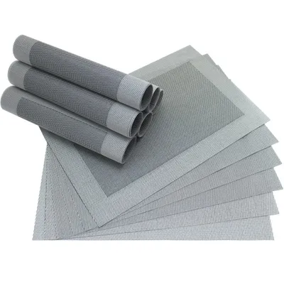 Immagine prodotto di Tovaglietta BORDA Set di 12 tovagliette in plastica intrecciata argento nero 45x30 cm