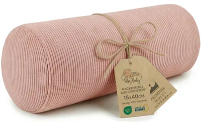 Produktbild von Nackenrolle mit Cordsamt-Bezug 40x16 cm Nackenkissen Kniekissen Stützrolle Rosa