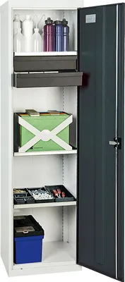 Image de Stumpf Armoire à outils et matériel série 3000 gris clair / gris anthracite + 2 tiroirs 100 mm + 3 tablettes coulissantes - 3005171