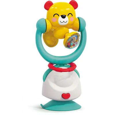 Produktbild von Moni Babyrassel 2 in 1, Hochstuhlspielzeug, Saugnapf, Greifling, ab 6 Monate türkis