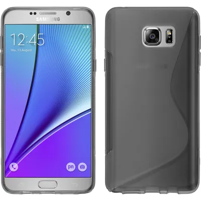 Produktbild von PhoneNatic Case kompatibel mit Samsung Galaxy Note 5 - grau Silikon Hülle S-Style + 2 Schutzfolien