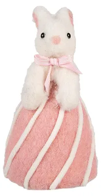 Obrázek produktu pro Clayre & Eef dekorativní figurka králíka Ø 12x21 cm bílo-růžová terakota