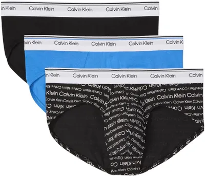 Immagine prodotto di Calvin Klein, confezione da 3 slip da uomo, modello "Hip Briefs Balance", con logo, disponibili in diverse combinazioni di colori