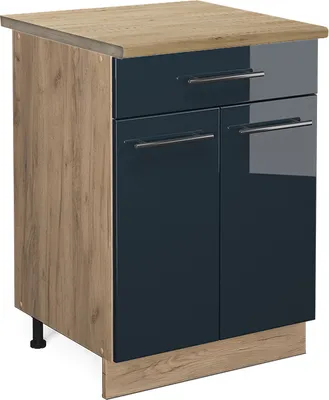 Obrázok produktu pre Kuchynská spodná skrinka Vicco Fame-Line Tmavo modrá vysoký lesk 60 cm so zásuvkou, AP dub, Model 48854