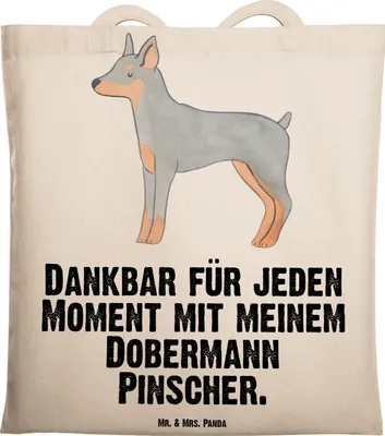 Produktbild von Mr. & Mrs. Panda Tote Bag Dobermann Pinscher Moment - Transparent - Geschenk, Einkaufstasche, Tragetasche, Tasche, Jutebeutel, Laptoptasche