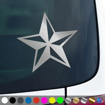 Produktbild von PantherPixel Stern Aufkleber Nautischer Kompass Seefahrt Sticker Auto Geschenkidee Farbe Silber
