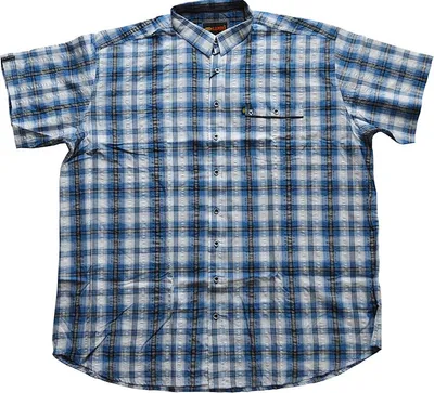 Produktbild von Übergrößen Kurzarm Hemd KAMRO Blau Weiß kariert 8XL