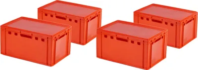 Produktbild von 4 Stück E3-Kasten Rot mit 4 Deckel in Rot