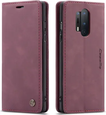 Produktbild von OnePlus 8 Pro Hülle, LaimTop Retro Kunstledertasche TPU Innere, Kartenfächer, Magnetverschluss, Klapphülle mit Standfunktion Schutzhülle für OnePlus 8 Pro Rot