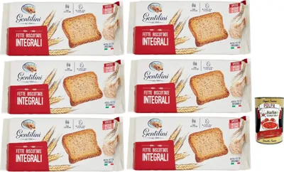 Produktbild von Gentilini Fette Integrali, Vollkorn-Zwieback Brot n reich an Ballaststoffen 100% Italienisches Produkt 6x 175g + Italian Gourmet polpa 400g