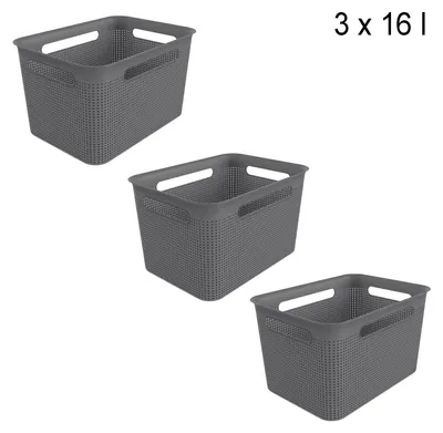 Produktbild von Rotho 3er Set Aufbewahrungsboxen 16L Brisen - Organizer je 36 x 26,2 x 21,1 cm - Dekobox aus Kunststoff - Aufbewahrungsbehälter