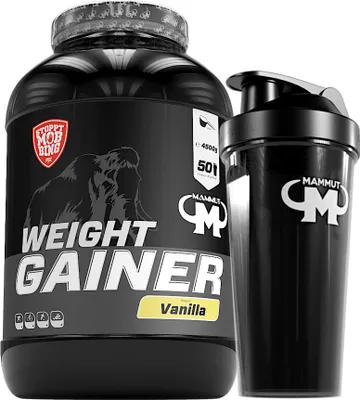 Produktbild von Mammut Nutrition - Weight Gainer 4500 g Dose - 50 Portionen + GRATIS Protein Shaker, Geschmack: Vanille