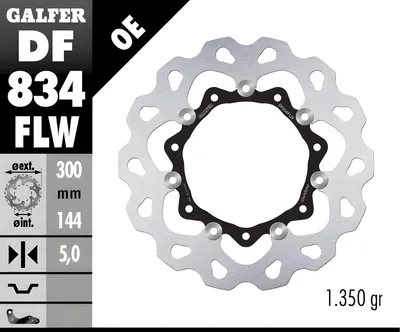 Produktbild von Bremsscheibe Set Galfer 2x DF834FLW WAVE® schwimmend vorne 300x5mm für Harley Davidson CVO Street Glide FLHXSE FLHR Road King FLHX FLHRC Classic FLHT Bj. 2008 - 2015