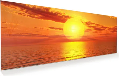 Produktbild von Glasbild 150x60cm in XXL für Wohnzimmer, Schlafzimmer Motiv Sonnenuntergang Meer