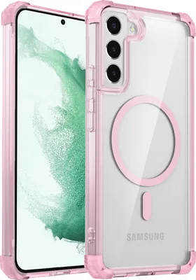 Obrázek produktu pro Magnetické pouzdro pro Samsung Galaxy S22+ 5G kompatibilní s MagSafe, nárazuvzdorné, vojenská ochrana průhledné pouzdro Růžový
