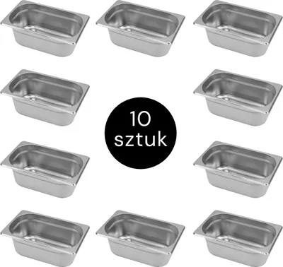 Zdjęcie produktu dla Pojemnik GN na posiłki gastronomiczny ze stali nierdzewnej 1/4 Mega-M 265x162x150mm. zestaw 10 szt.