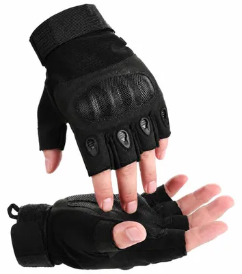 Produktbild von Fingerlose taktische Handschuhe, Mikrofaser/, Größe L, Schwarz
