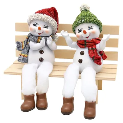 Schneekinder Randzitter 2er-Set, 8x5x17 cm, Rot-Grün, Stoffbeine