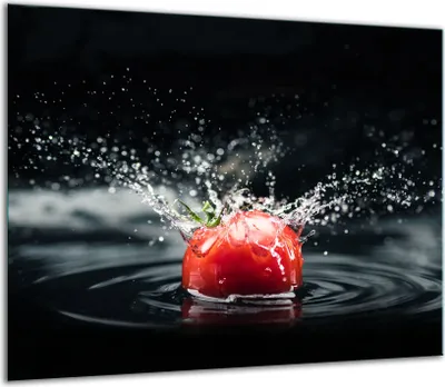 Produktbild von Herdabdeckplatten Glaskeramikkochfeld-Abdeckung Spritzschutz Glas 60x52cm Tomate Schwarz