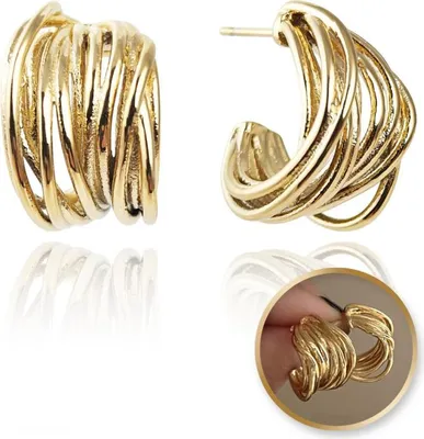 Produktbild von Vergoldete Ohrringe aus Chirurgenstahl, glänzend gold, 2 cm x 1,2 cm, englischer Verschluss
