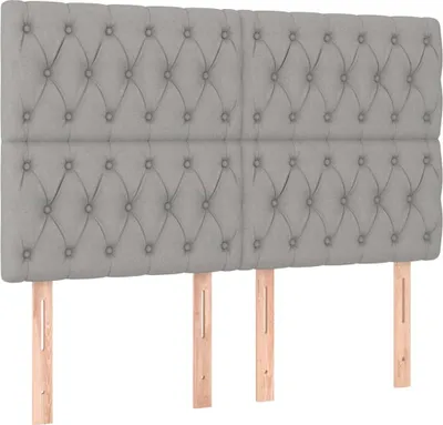 Produktbild von vidaXL Kopfteil Hellgrau 144x7x118/128 cm Stoff