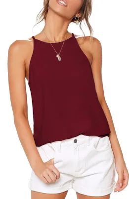 Imagen del producto de Camiseta sin mangas para mujer - Tirantes finos - Color burdeos