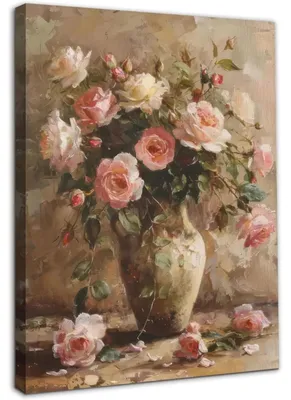 Immagine prodotto di Quadro decorativo con fiori, stile country vintage, tela, 30x40 cm, con cornice