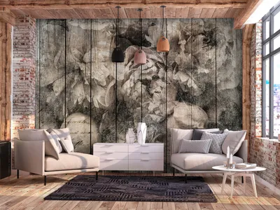 Produktbild von Vlies Fototapete Blumen Vintage 400x280 cm Tapeten Wandtapete XXL Natur Holzoptik Blüte Pflanze wie gemalt b-C-10221-a-a