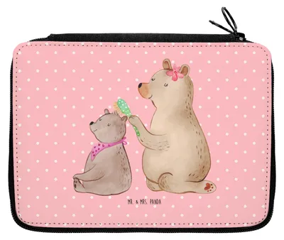 Produktbild von Mr. & Mrs. Panda Federmäppchen Bär Kind - Rot Pastell - Geschenk, Muttertag, Schüleretui, Mama, Federtasche, Mutter, Bleistiftetui, Bären, Stiftemappe, Federmappe