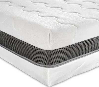 A close-up, angled view of a mattress.