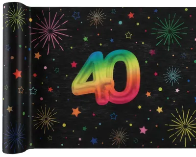 Produktbild von Tischläufer 40. Geburtstag bunt 3 m x 30 cm