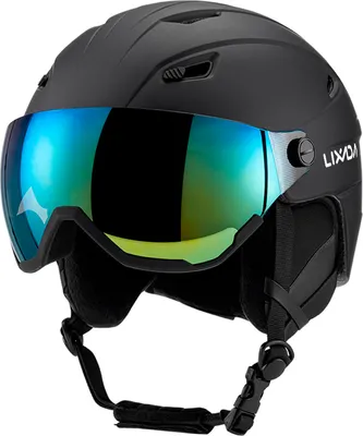 Produktbild von LIXADA Skihelm, Snowboardhelm, Skatehelm, Ski-Sicherheitsschutzausrüstung, mit Linse, mit s-Sicherheitsbericht, Schwarz