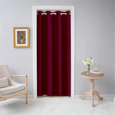 Image de Rideau de porte occultant avec œillets, 168x229 cm, bordeaux, polyester, 1 pièce